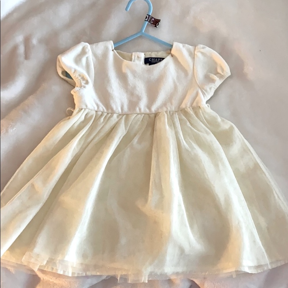 CHAPS CREAMY VELVET GOLD SPARKLE SKIRT DRESS